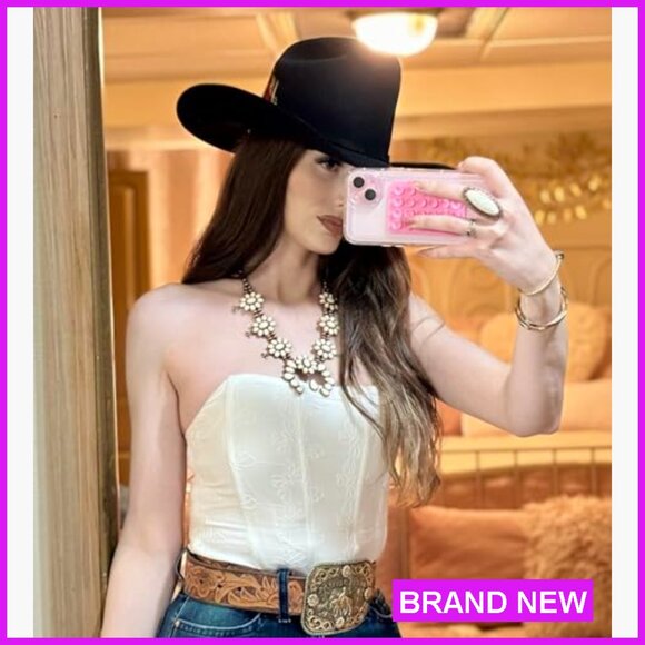 Western Turquoise Jewelry Set Vintage Cowgirl Concho Necklace Earrings - Picture 7 of 7